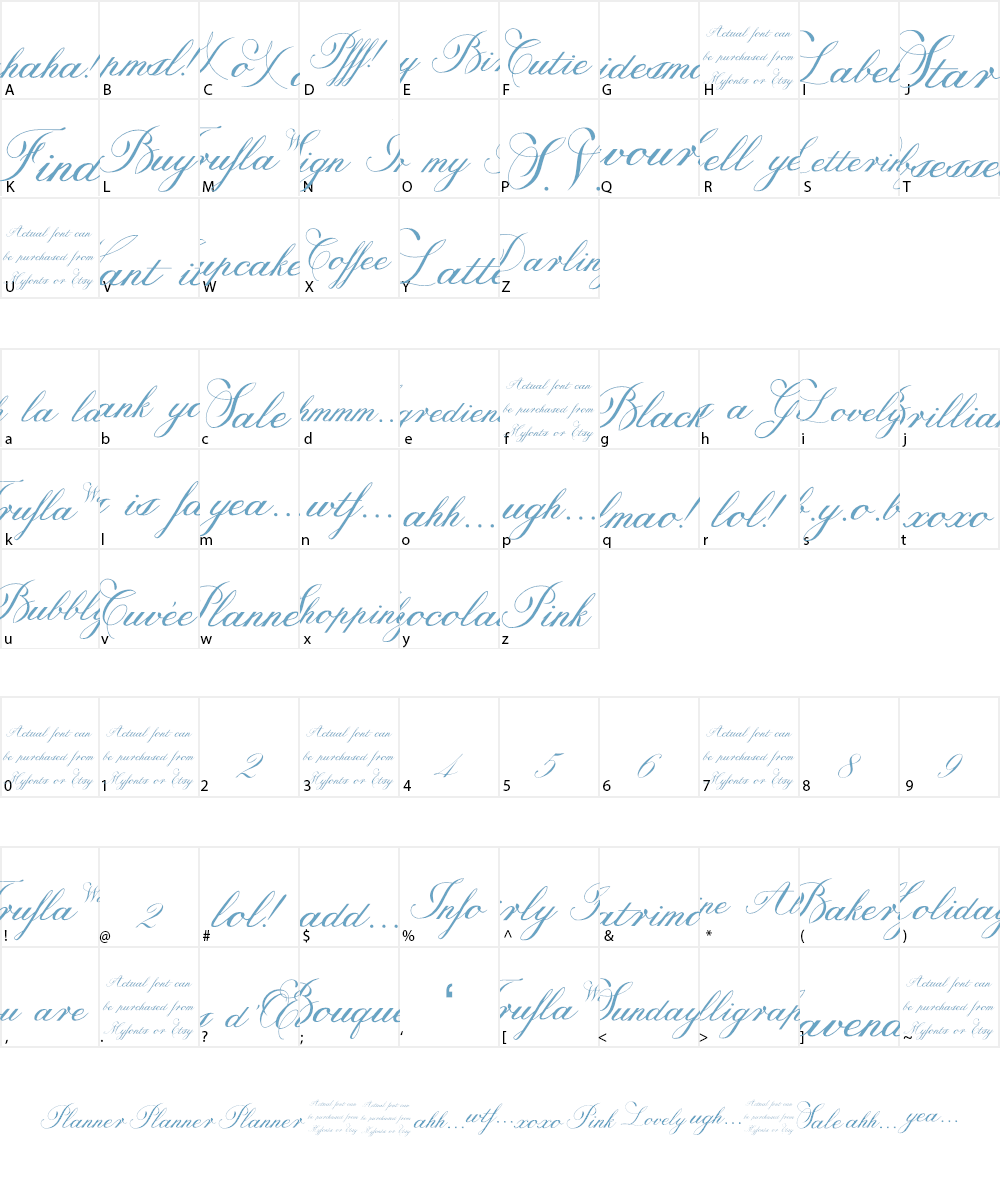 Trufla Words Font Character